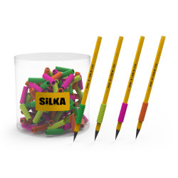 Ceruza markolat, spirál, szilikon, neon, 72 db/display, Silka Ceruzafogó Silka