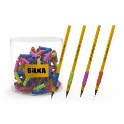 Ceruza markolat, spirál, szilikon, csillám, 72 db/display, Silka Ceruzafogó Silka