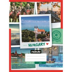 Füzet, A4, sima, 80-32, ország-város minták, 12 db/csomag Nebulo
