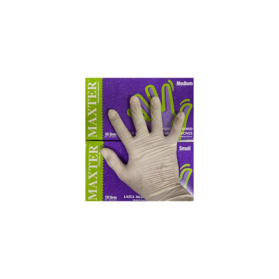 Gumikesztyű latex púderes M 100 db/doboz Maxter bézs