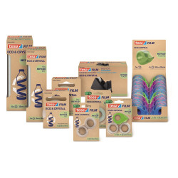 Ragasztószalag adagoló 19mmx10m, asztali + irodai átlátszó újrahasznosított ragasztószalag Tesa Eco & Crystal