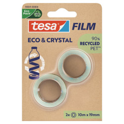 Ragasztószalag 19mmx10m irodai átlátszó újrahasznosított Tesa Eco & Crystal 2db/bliszter Javítás, ragasztás, csomagolás Tesa
