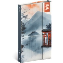 Határidőnapló mágnessel záródó, heti, fehér lapokkal Japan 130x210 mm, Presco