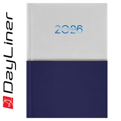 Határidőnapló Contrast A5 napi, fehér lapokkal fehér-sötétkék Dayliner 2027.