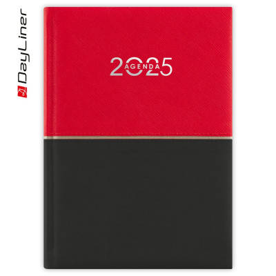 Határidőnapló Contrast A5 napi, fehér lapokkal piros-fekete Dayliner 2026.