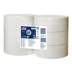 Toalettpapír 2 rétegű közületi átmérő: 26 cm 1800 lap 360 m/tekercs 6 tekercs/karton Jumbo Tork_120272 fehér Iroda üzemeltetés, munkavédelem Tork