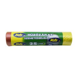 Szemeteszsák önzáró szalaggal 25 liter 15 db/tekercs Kelly_sárga Iroda üzemeltetés, munkavédelem Kelly