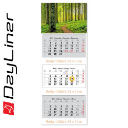 Speditőr naptár 3 tömb, 3 hónap SP-3 330 × 880 mm, fehér lapokkal Erdő Dayliner 2027.