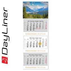 Speditőr naptár 3 tömb, 3 hónap SP-3 330 × 880 mm, fehér lapokkal Hegy Dayliner 2027.