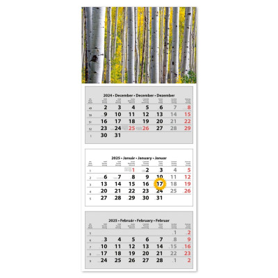 Speditőr naptár 3 tömb, 3 hónap SP-30 330 × 760 mm, fehér lapokkal Erdő Dayliner 2026.