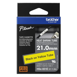 Feliratozógép szalag Brother HSE651 21mmx1,5m ORIGINAL fekete/sárga Irodatechnika, kellékei Brother