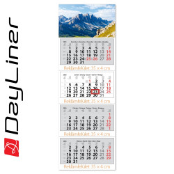 Speditőr naptár 4 tömb, 4 hónap Szuper Maxi 350 × 1025 mm, fehér lapokkal Hegy Dayliner 2026.