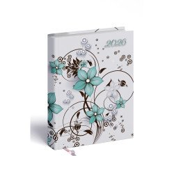 Határidőnapló 2day B/6, kétnapos beosztás + jegyzetlap virágminta Realsystem 2026.