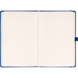 Keménytáblás notesz vonalas krémszínű lapokkal leszorító gumiszalaggal Dark blue 130x210mm, Presco