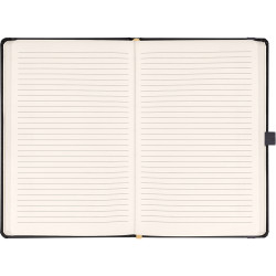 Keménytáblás notesz vonalas krémszínű lapokkal leszorító gumiszalaggal Gray 130x210mm, Presco
