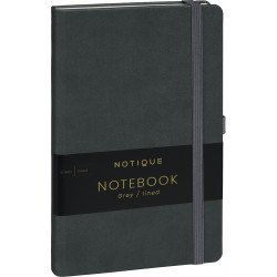 Keménytáblás notesz vonalas krémszínű lapokkal leszorító gumiszalaggal Gray 130x210mm, Presco Író- irodaszer, papíráru Presco