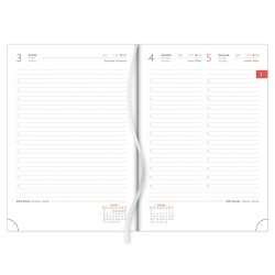 Határidőnapló Memphis A5 napi, fehér lapokkal piros-szürke Dayliner 2026.