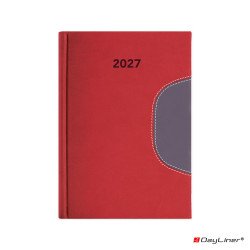 Határidőnapló Memphis B5 heti, fehér lapokkal piros-szürke Dayliner 2027. Határidőnapló Dayliner