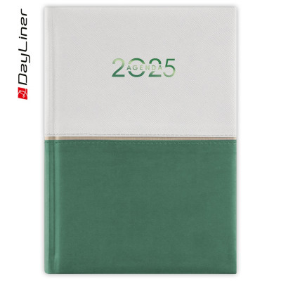 Határidőnapló Contrast A5 napi, fehér lapokkal fehér-zöld Dayliner 2027.