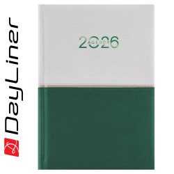 Határidőnapló Contrast A5 napi, fehér lapokkal fehér-zöld Dayliner 2027.