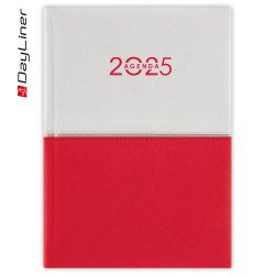 Határidőnapló Contrast A5 napi, fehér lapokkal fehér-piros Dayliner 2026. Határidőnapló Dayliner