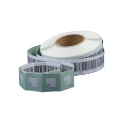 Etikett címke áruvédelmi (RF címke) álvonalkóddal 40x40mm, tekercses 1000 címke/tekercs