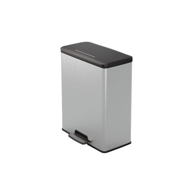 Szemetes kuka pedálos fémhatású műanyag 70 liter literes fekete/ezüst Deco Bin_Curver