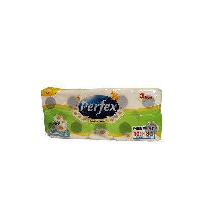 Toalettpapír 3 rétegű kistekercses 100 % cellulóz 120 lap/tekercs 10 tekercs/csomag Boni Perfex Parfüm Essence kamillás