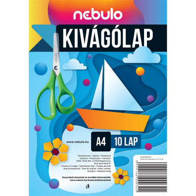Enyvezetlen kivágóminta A4, vegyes színek, 10 lap/csomag, Nebulo