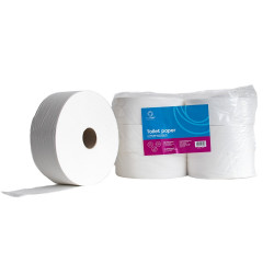 Toalettpapír 2 rétegű közületi átmérő: 26 cm 100 % cellulóz 210 m/tekercs 6 tekercs/karton Bluering® hófehér