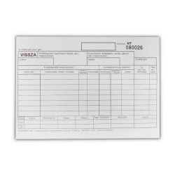 Készlet visszavételezési bizonylat 8 tételes 25x4 lapos tömb A/5 fekvő B.12-123/V Bluering