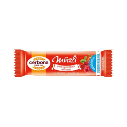 Müzliszelet 20 g, CERBONA, piros gyümölcs hozzáadott cukor nélkül Iroda üzemeltetés, munkavédelem Cerbona
