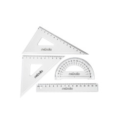 Vonalzókészlet, 15 cm egyenes vonalzó, szögmérő, 45° 13 cm és 60° 18 cm háromszög vonalzó, 4 db/bliszter Educa Író- irodaszer, papíráru Nebulo