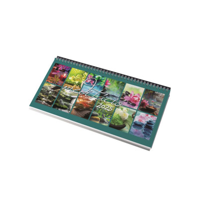 Asztali naptár 320mmx155mm, Meditáció fehérlapok fekvő fekete műbörrel borított tartóval Realsystem 2026. Asztali naptár 320mmx155mm, Meditáció fehérlapok fekvő fekete műbörrel borított tartóval Realsystem 2026.