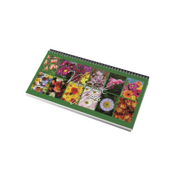 Asztali naptár 320mmx155mm, Virágok fehérlapok fekvő fekete műbörrel borított tartóval Realsystem 2026.