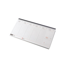 Asztali naptár 320mmx155mm, fehérlapok fekvő kék műbörrel borított tartóval Realsystem 2026. Asztali naptár Realsystem
