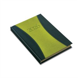 Zsebnaptár álló Prémium B/6, heti krémszínű lapokkal zöld Realsystem 2027.
