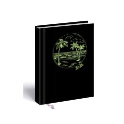 Határidőnapló Laser B/6, heti fehér lapokkal zöld-pálmafa mintával Realsystem 2026.