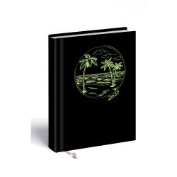 Határidőnapló Laser B/6, heti fehér lapokkal zöld-pálmafa mintával Realsystem 2026.