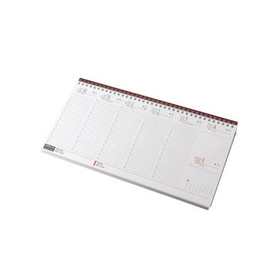Asztali naptár 320mmx155mm, fehérlapok fekvő bordó műbörrel borított tartóval Realsystem 2027.
