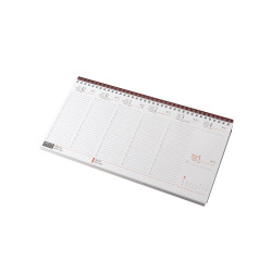 Asztali naptár 320mmx155mm, fehérlapok fekvő bordó műbörrel borított tartóval Realsystem 2027. Asztali naptár Realsystem