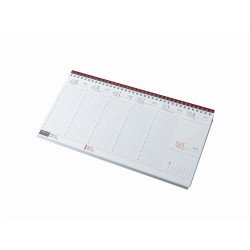 Asztali naptár 320mmx155mm, fehérlapok fekvő bordó műbörrel borított tartóval Realsystem 2027.