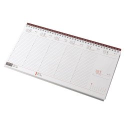 Asztali naptár 320mmx155mm, fehérlapok fekvő bordó műbörrel borított tartóval Realsystem 2027.