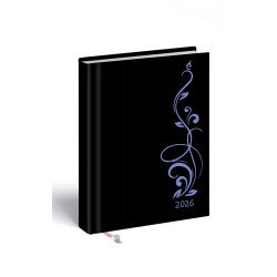 Határidőnapló Laser B/6, heti fehér lapokkal lila-pillangó mintával Realsystem 2026.