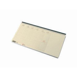 Asztali naptár 320mmx155mm, krémszínű lapokkal blokktömbös fekvő zöld műbörrel borított tartóval Realsystem 2027.