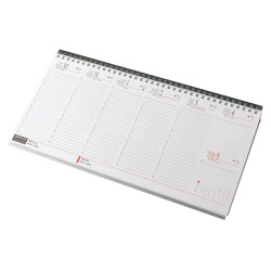Asztali naptár 320mmx155mm, fehérlapok fekvő zöld műbörrel borított tartóval Realsystem 2027.