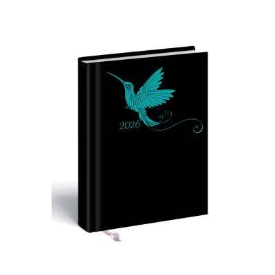 Határidőnapló Laser B/6, heti fehér lapokkal türkiz-kolibri mintával Realsystem 2026.