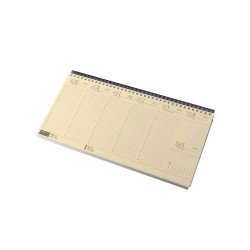 Asztali naptár 320mmx155mm, krémszínű lapokkal fekvő kék műbőrrel borított tartóval Realsystem 2027. Asztali naptár Realsystem