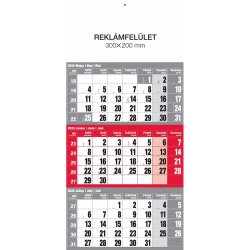 Falinaptár speditőr 1 tömbös 12 lapos 300mmx480mm, üres fejlappal piros Realsystem 2027.