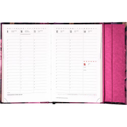 Határidőnapló mágnessel záródó, heti, fehér lapokkal Purple Flowers 130x210 mm, Presco